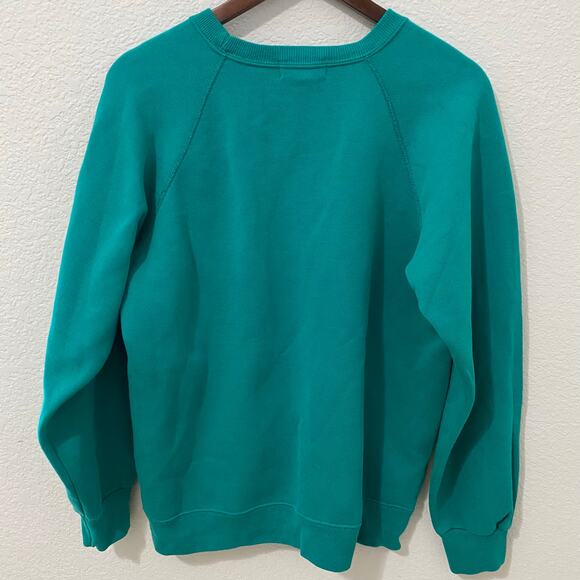 Vintage 90s Cheetah Mervyns Sweatshirt Teal Womens Size L Long Sleeve - Picture 2 of 6